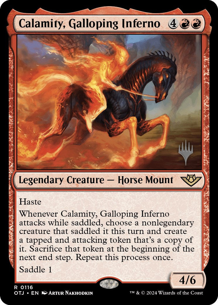 Calamity, Galloping Inferno (Promo Pack) [Outlaws of Thunder Junction Promos] Foil