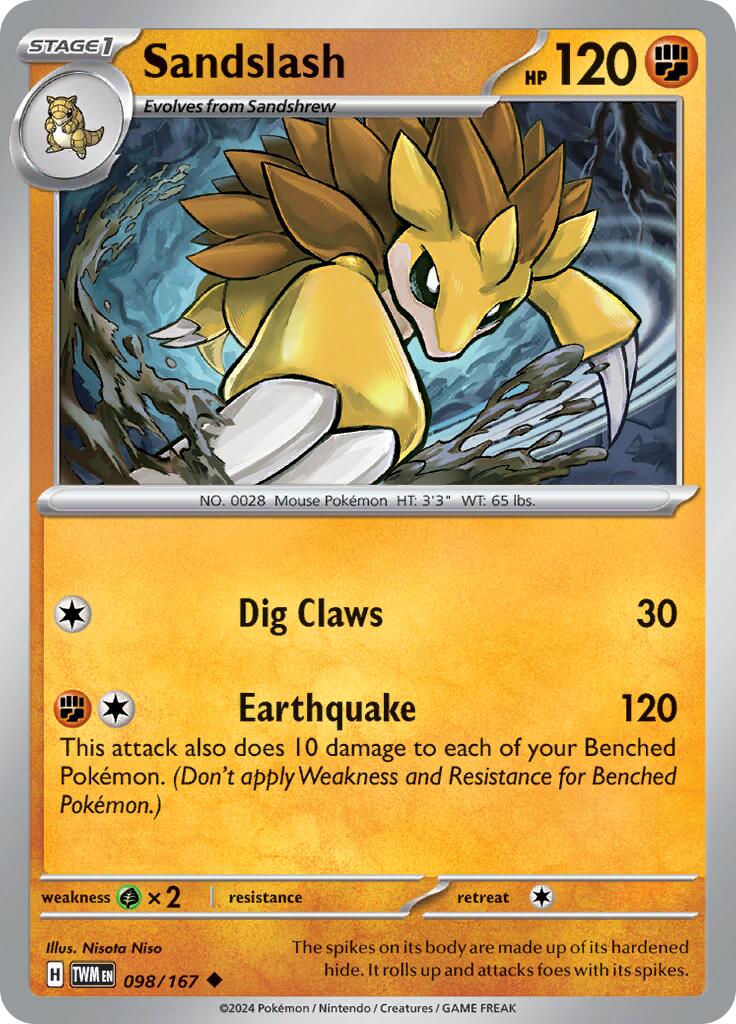 Sandslash (098/167) [Scarlet & Violet: Twilight Masquerade] Reverse Holofoil
