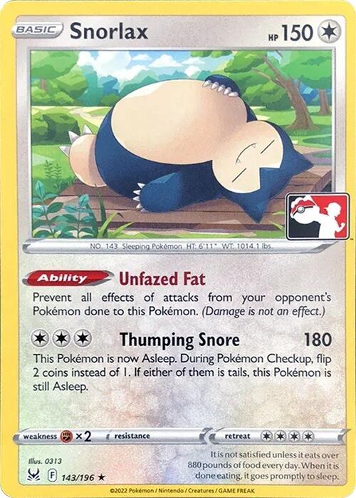 Snorlax (143/196) [Prize Pack Series Three] Holofoil