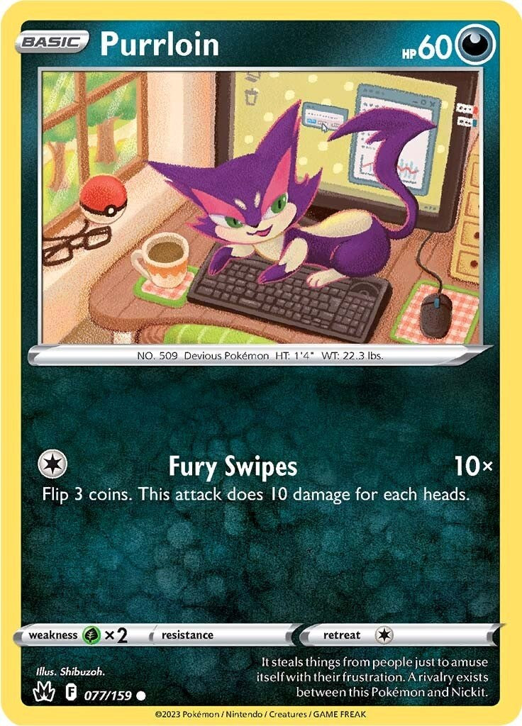 Purrloin (077/159) [Sword & Shield: Crown Zenith] Reverse Holofoil