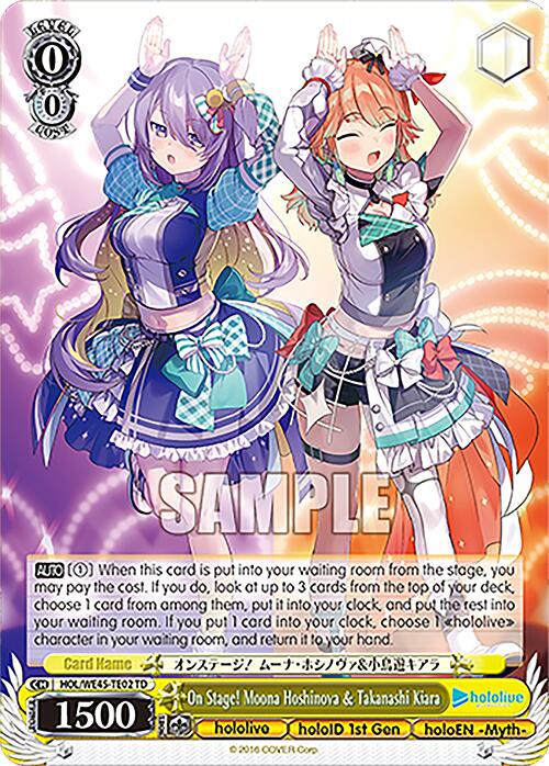 On Stage! Moona Hoshinova & Takanashi Kiara (HOL/WE45-TE02 TD) [hololive production ft. Weiss Schwarz Ambassadors]
