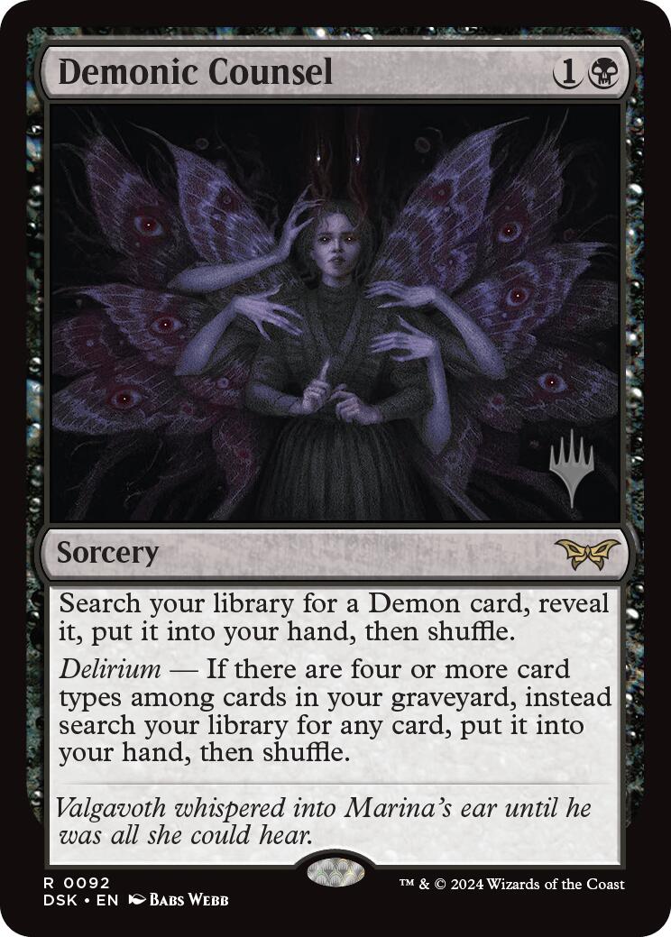 Demonic Counsel (Promo Pack) [Duskmourn: House of Horror Promos] Foil