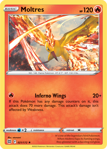 Moltres (021/172) [Sword & Shield: Brilliant Stars] Reverse Holofoil
