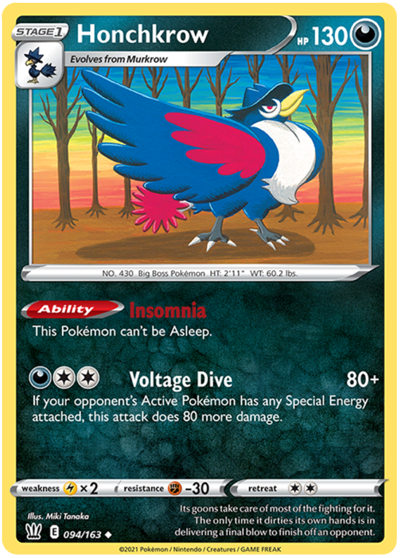 Honchkrow (094/163) [Sword & Shield: Battle Styles] Reverse Holofoil