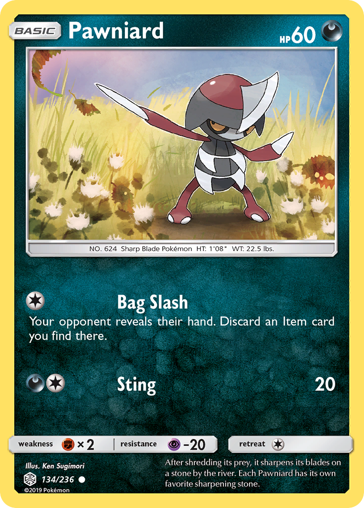 Pawniard (134/236) [Sun & Moon: Cosmic Eclipse] Reverse Holofoil