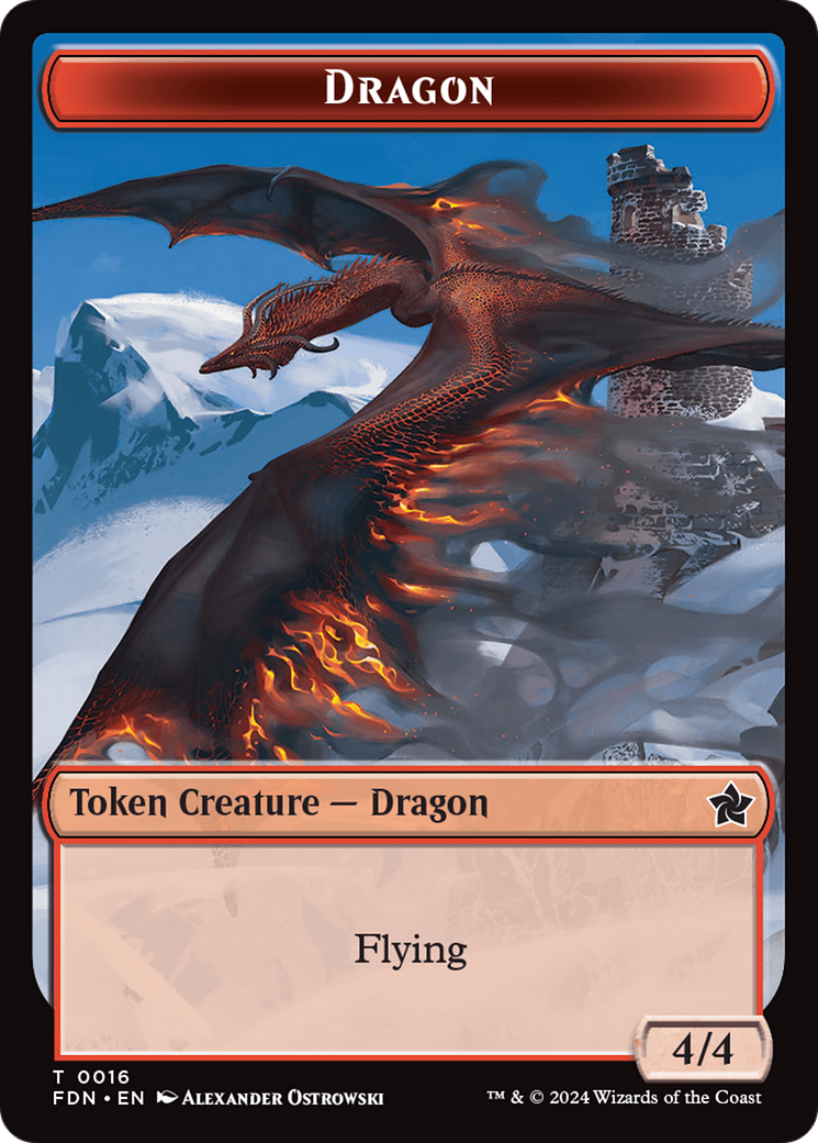 Dragon (0016) // Dragon (0017) Doubled-Sided Token [Foundations Tokens] Foil