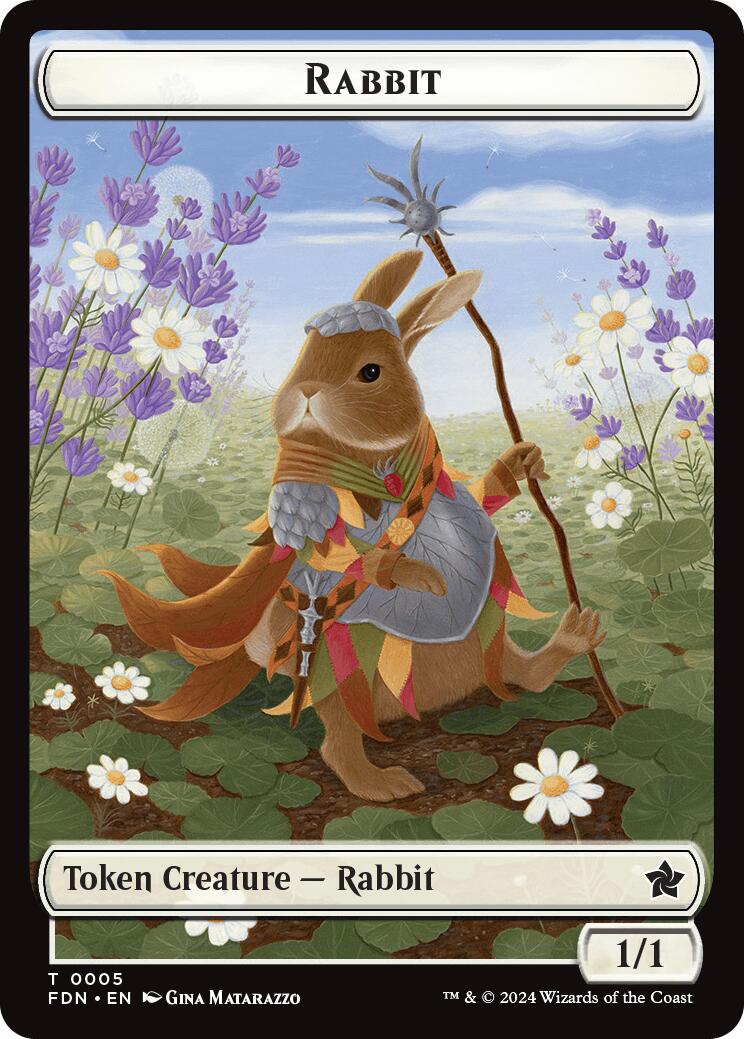 Rabbit // Soldier Double-Sided Token [Foundations Tokens] Foil