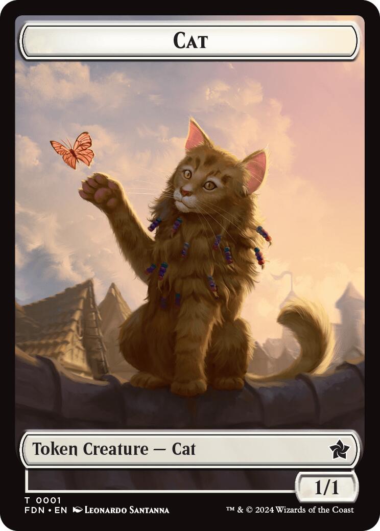 Spirit // Cat (0001) Doubled-Sided Token [Foundations Tokens] Foil