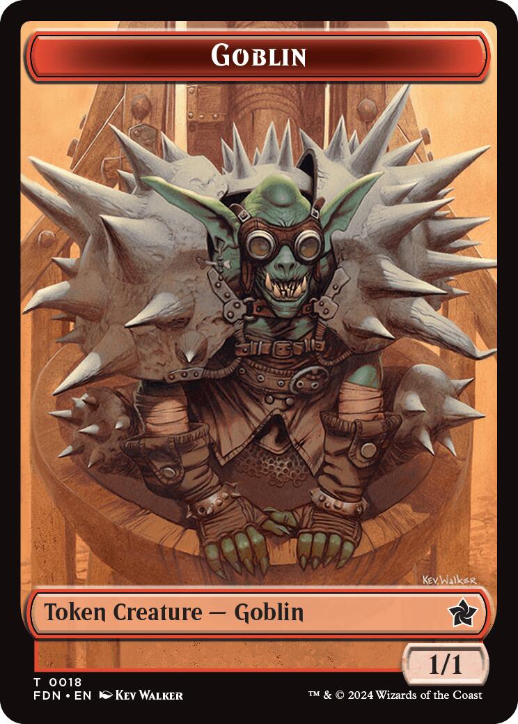 Drake // Goblin Doubled-Sided Token [Foundations Tokens] Foil