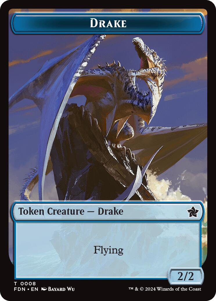 Drake // Goblin Doubled-Sided Token [Foundations Tokens] Foil