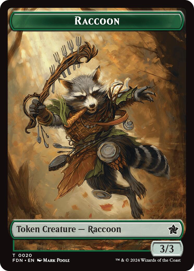 Elf Warrior // Raccoon Doubled-Sided Token [Foundations Tokens] Foil