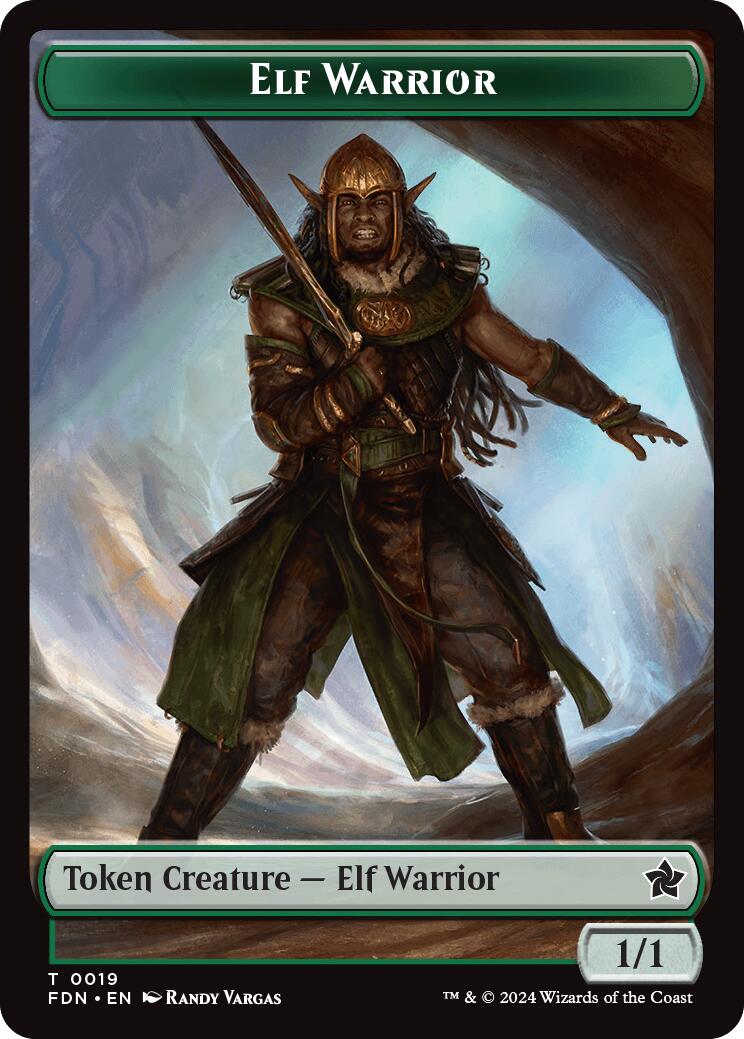 Elf Warrior // Raccoon Doubled-Sided Token [Foundations Tokens] Foil