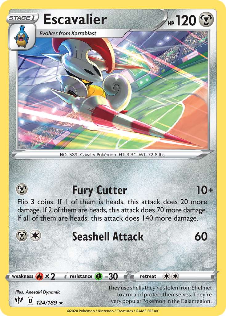 Escavalier (124/189) [Sword & Shield: Darkness Ablaze] Reverse Holofoil