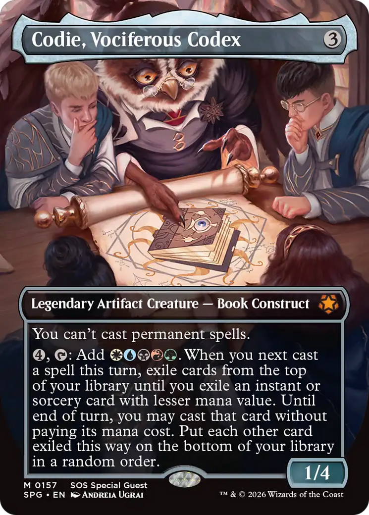 Codie, Vociferous Codex (Borderless) [Secrets of Strixhaven Special Guests] Foil