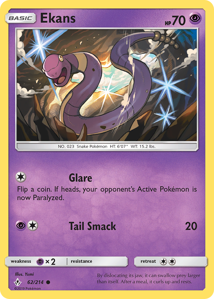 Ekans (62/214) [Sun & Moon: Unbroken Bonds] Reverse Holofoil