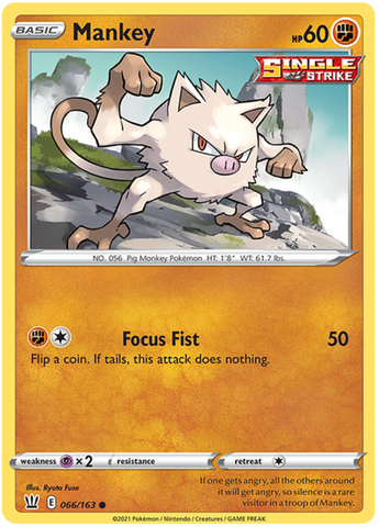 Mankey (066/163) [Sword & Shield: Battle Styles] Reverse Holofoil