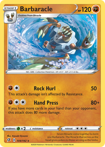 Barbaracle (104/192) [Sword & Shield: Rebel Clash] Reverse Holofoil