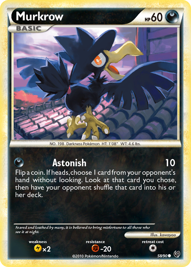 Murkrow (58/90) [HeartGold & SoulSilver: Undaunted] Reverse Holofoil