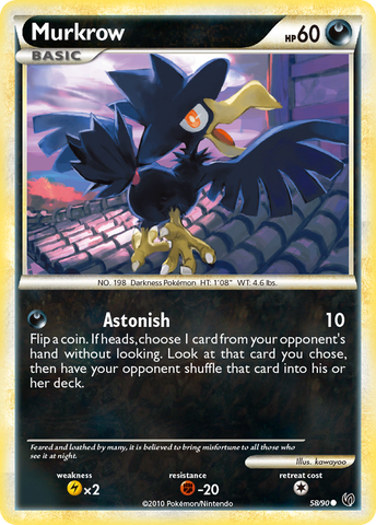 Murkrow (58/90) [HeartGold & SoulSilver: Undaunted] Reverse Holofoil