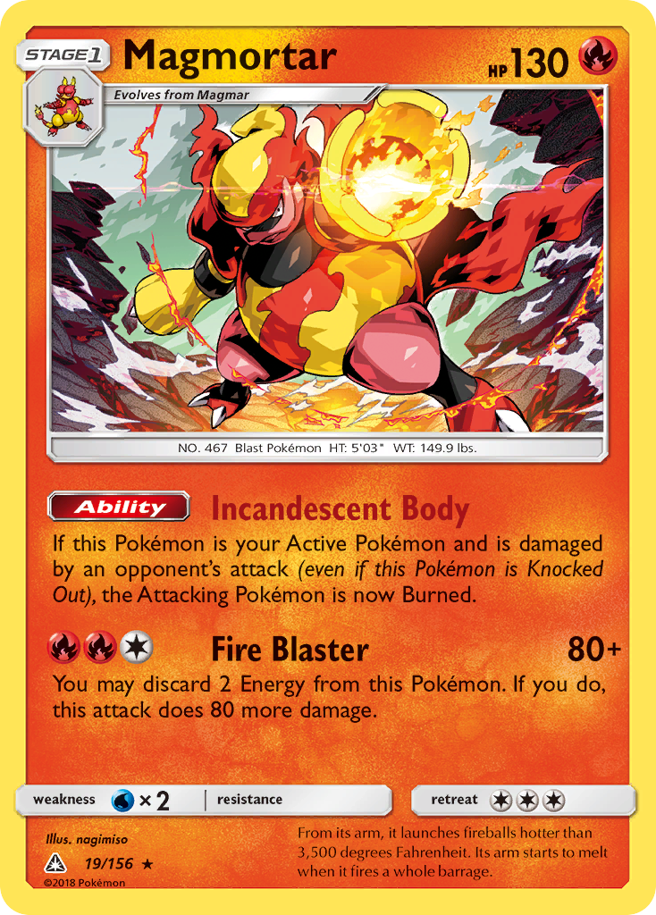 Magmortar (19/156) [Sun & Moon: Ultra Prism] Reverse Holofoil