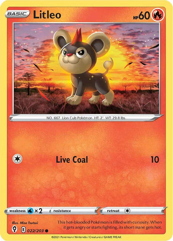 Litleo (022/203) [Sword & Shield: Evolving Skies] Reverse Holofoil