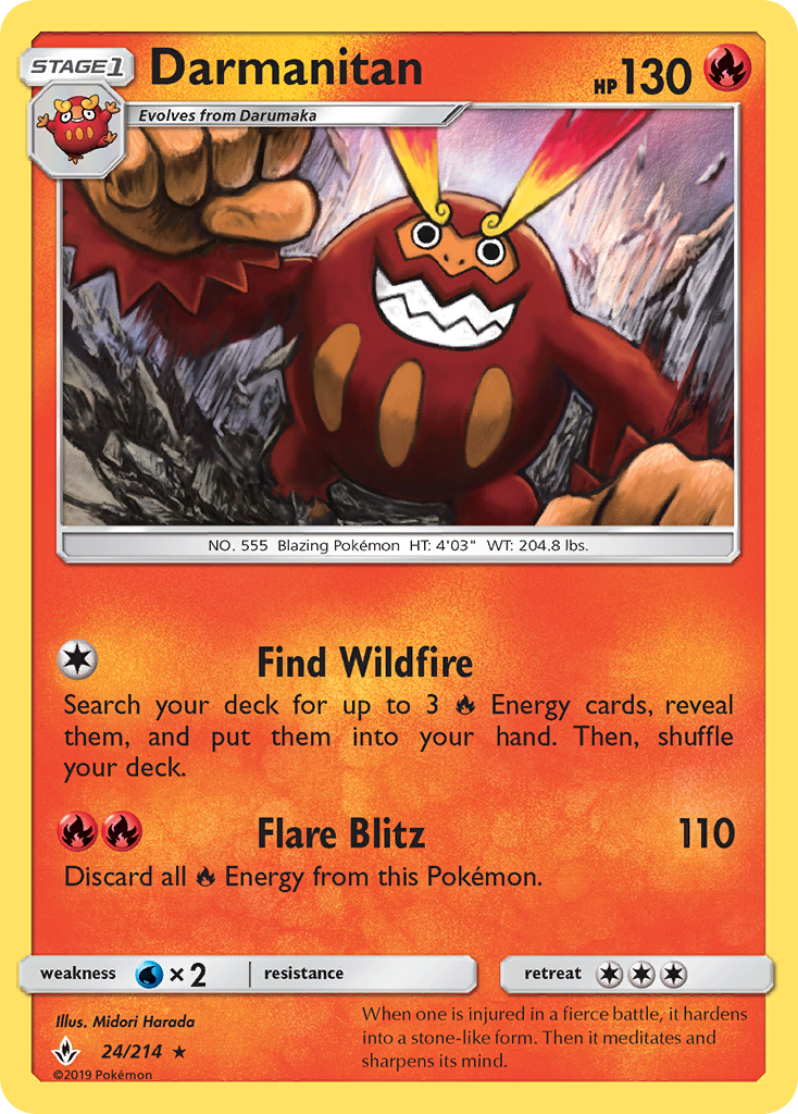 Darmanitan (24/214) [Sun & Moon: Unbroken Bonds] Reverse Holofoil