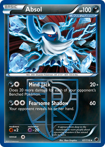 Absol (67/116) [Black & White: Plasma Freeze] Reverse Holofoil