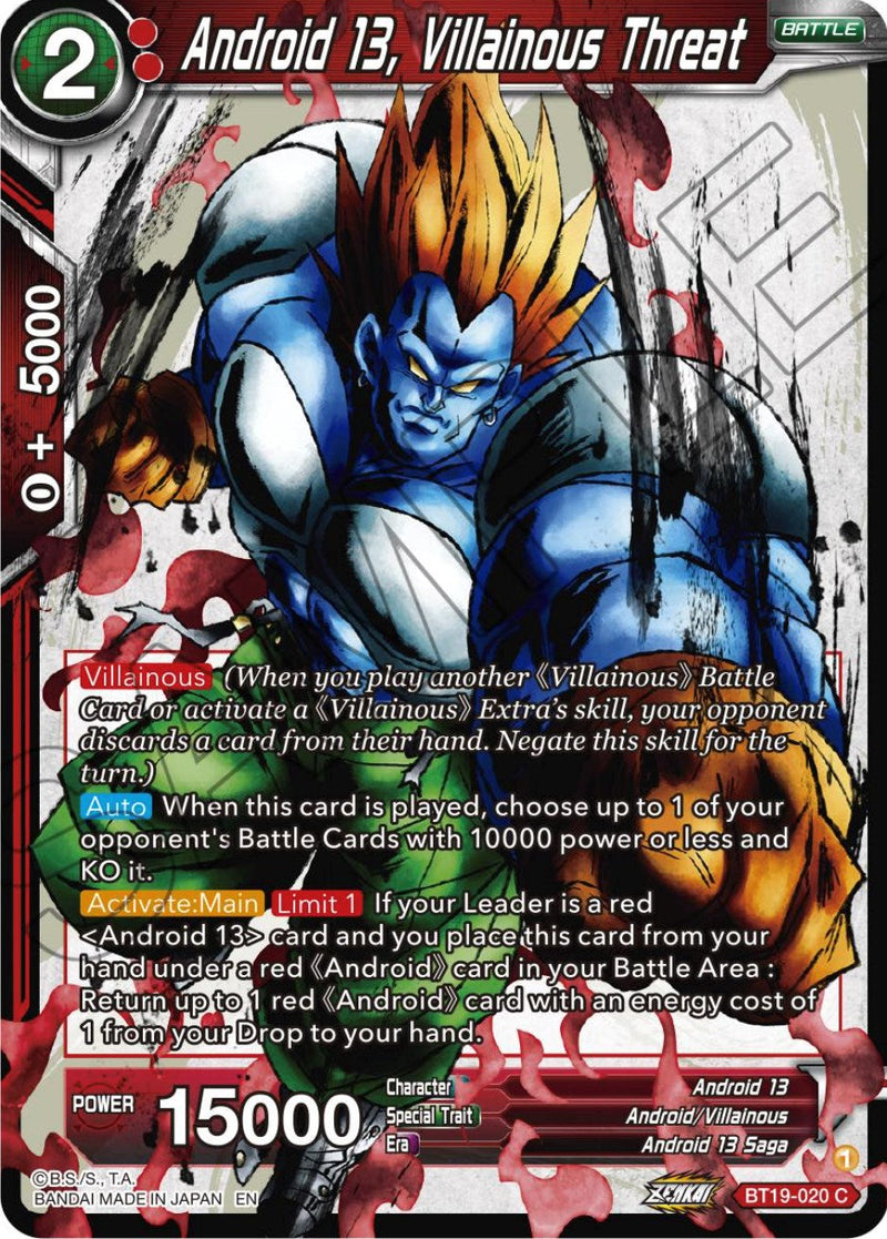 Android 13, Villainous Threat (BT19-020) [Fighter's Ambition] Parallel Foil