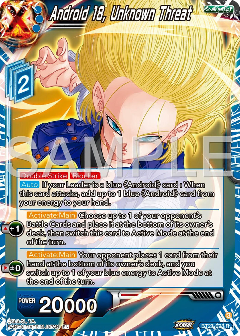 Android 18, Unknown Threat (BT27-028) [History of Z] Parallel Foil
