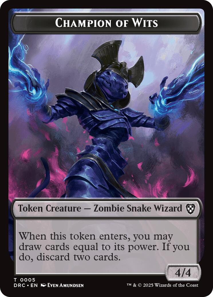 Champion of Wits // Zombie (0003) Double-Sided Token [Aetherdrift Tokens] Foil