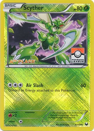 Scyther (4/108) (League Promo 4th Place) [Black & White: Dark Explorers] Reverse Holofoil