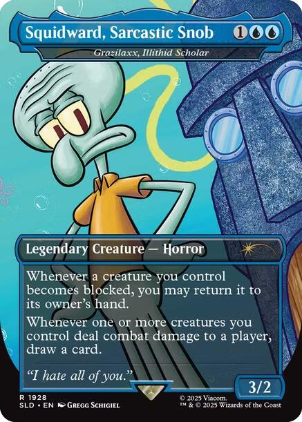 Squidward, Sarcastic Snob - Grazilaxx, Illithid Scholar [Secret Lair Drop Series] Foil