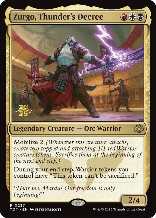 Zurgo, Thunder's Decree [Tarkir: Dragonstorm Prerelease Cards] Foil
