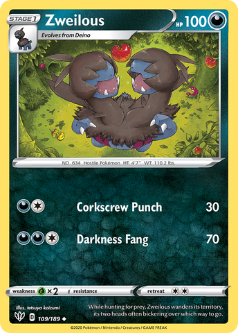 Zweilous (109/189) [Sword & Shield: Darkness Ablaze] Reverse Holofoil