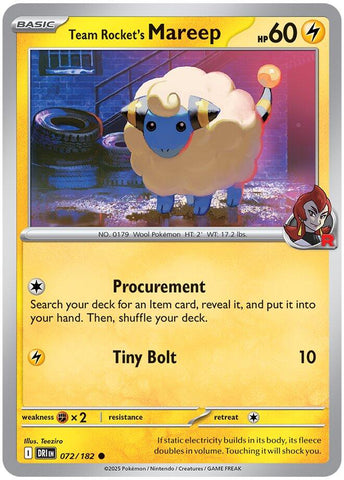 Team Rocket's Mareep (072/182) [Scarlet & Violet: Destined Rivals] Reverse Holofoil