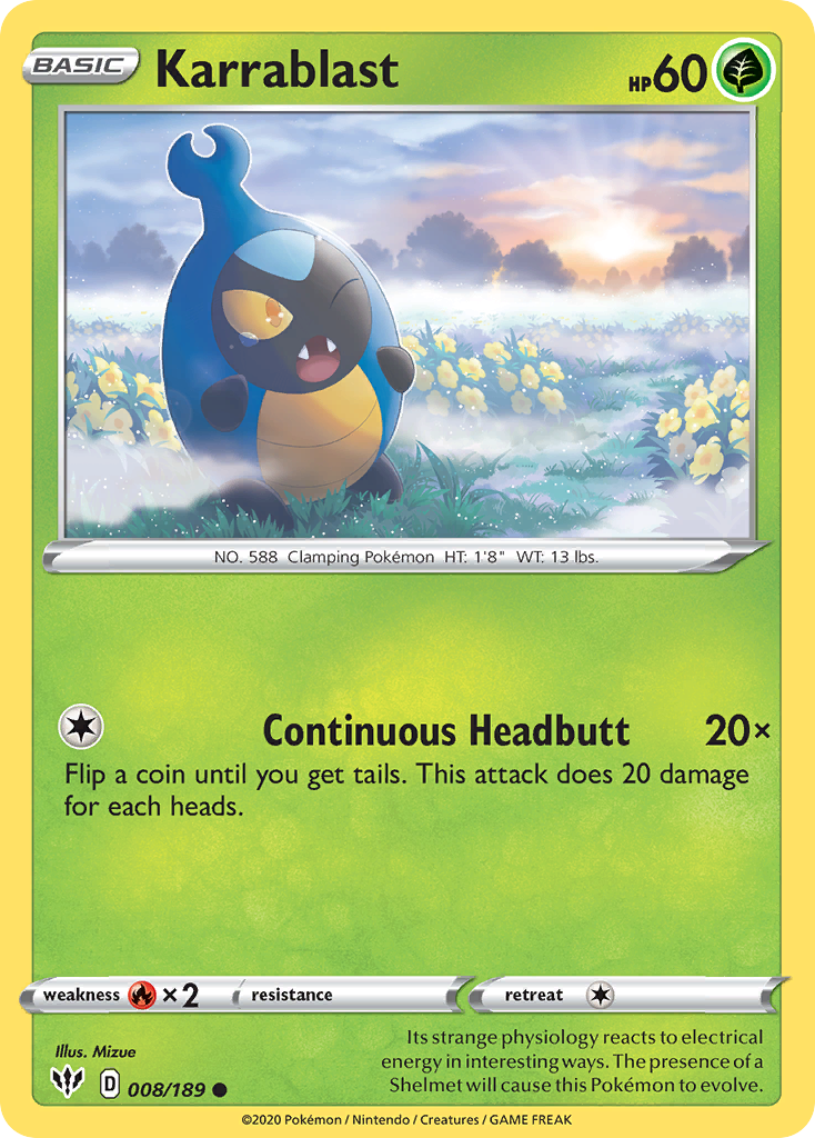 Karrablast (008/189) [Sword & Shield: Darkness Ablaze] Reverse Holofoil