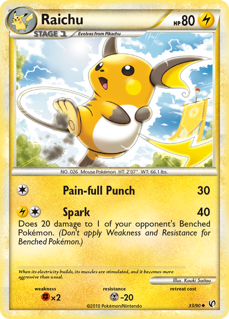 Raichu (33/90) [HeartGold & SoulSilver: Undaunted] Reverse Holofoil