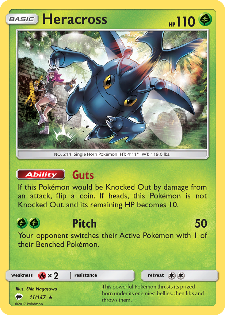 Heracross (11/147) [Sun & Moon: Burning Shadows] Reverse Holofoil