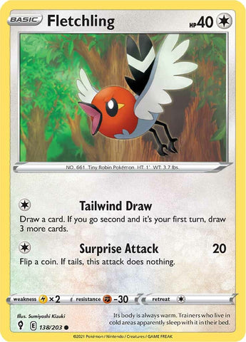 Fletchling (138/203) [Sword & Shield: Evolving Skies] Reverse Holofoil