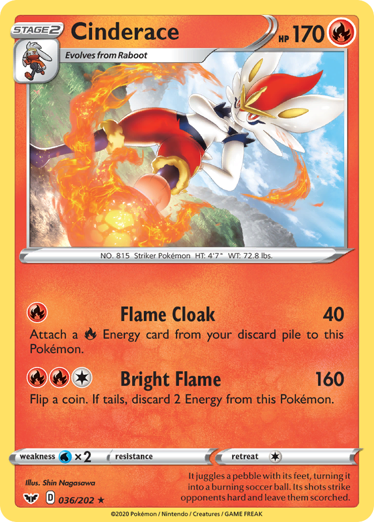 Cinderace (036/202) [Sword & Shield: Base Set] Reverse Holofoil