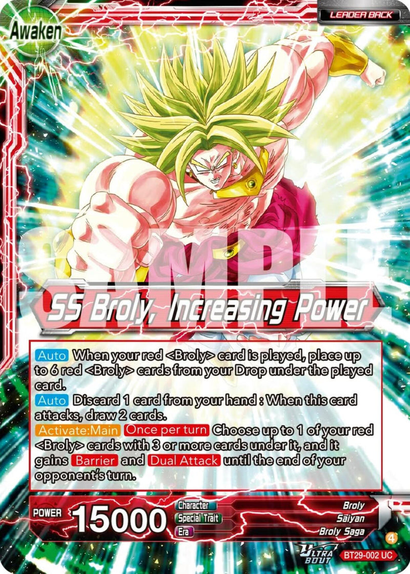 Broly // SS Broly, Increasing Power (BT29-002) [Fearsome Rivals] Parallel Foil