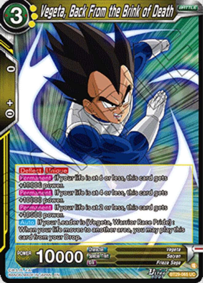 Vegeta, Back From the Brink of Death (BT29-065) [Fearsome Rivals] Parallel Foil