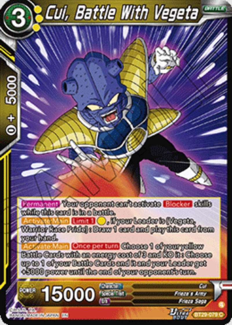 Cui, Battle With Vegeta (BT29-079) [Fearsome Rivals] Parallel Foil