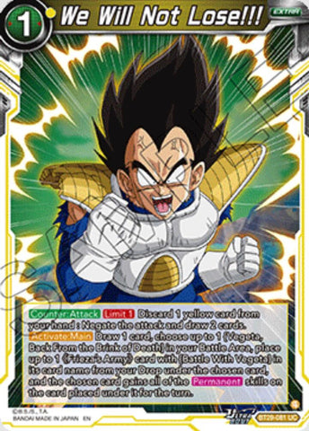 We Will Not Lose!!! (BT29-081) [Fearsome Rivals] Parallel Foil
