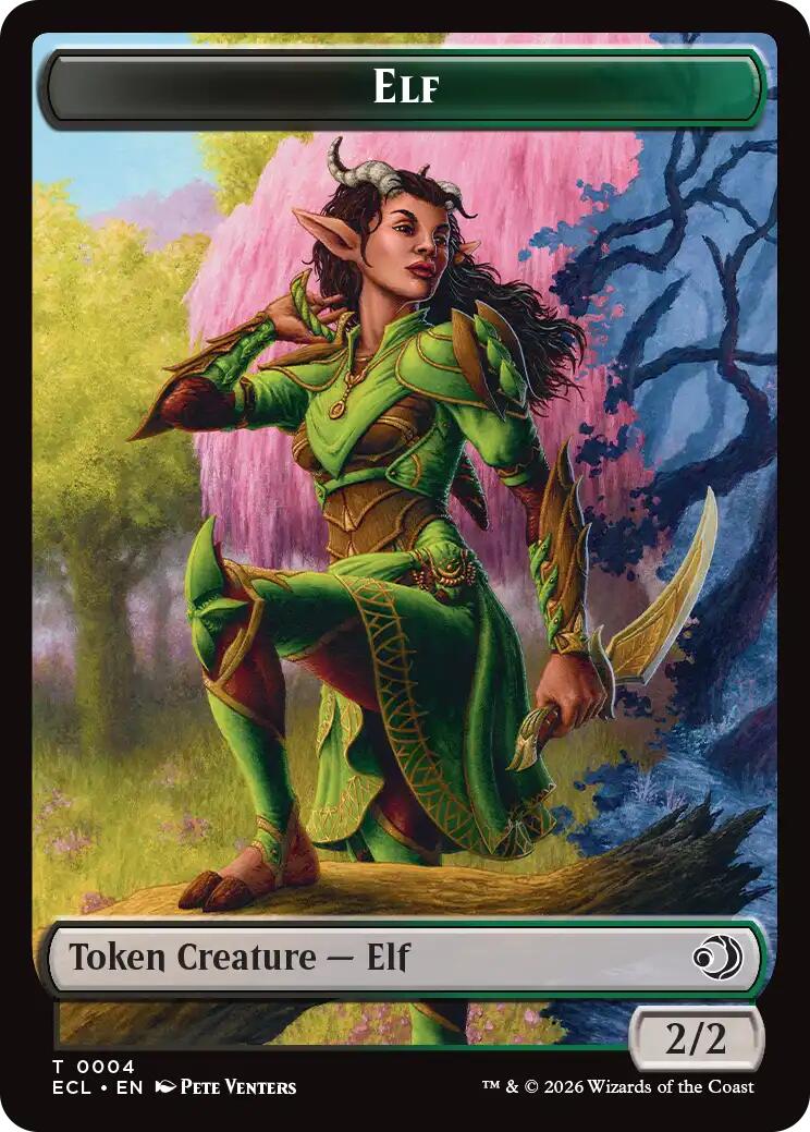 Elf // Treasure Double-Sided Token [Lorwyn Eclipsed Tokens] Foil