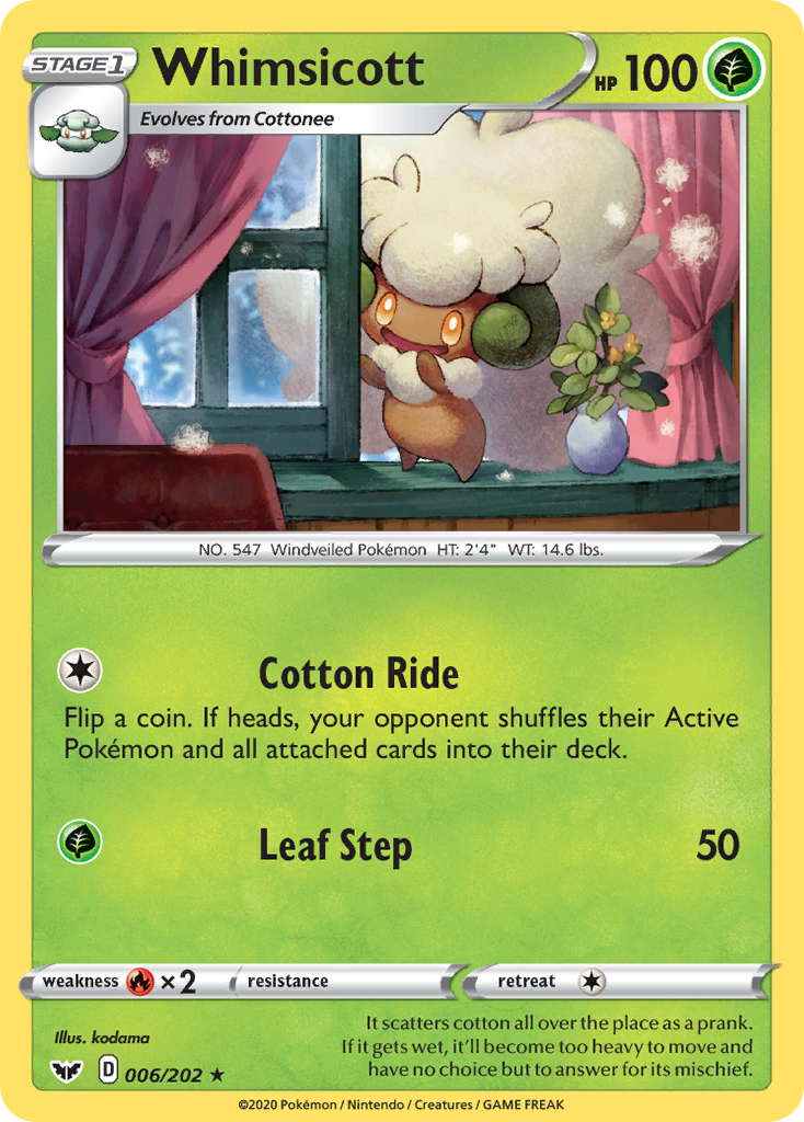 Whimsicott (006/202) [Sword & Shield: Base Set] Reverse Holofoil
