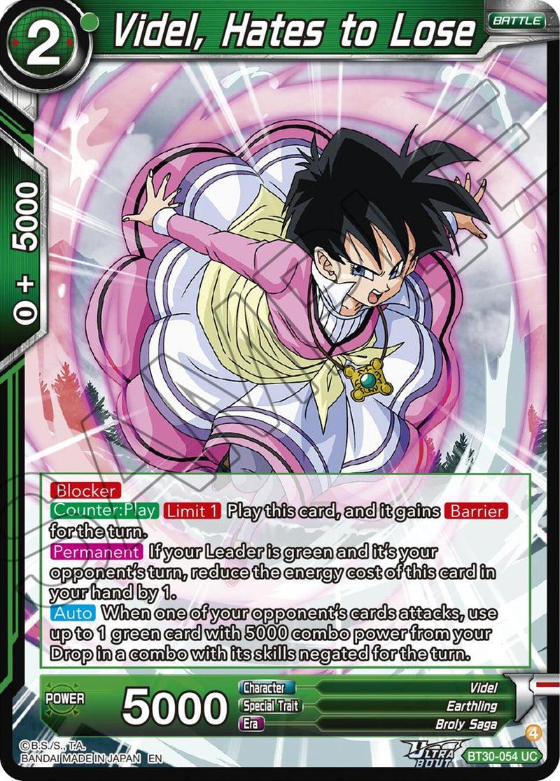 Videl, Hates to Lose (BT30-054) [Three Glorious Fighters] Parallel Foil