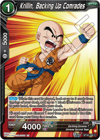 Krillin, Backing Up Comrades (BT30-090) [Three Glorious Fighters] Parallel Foil