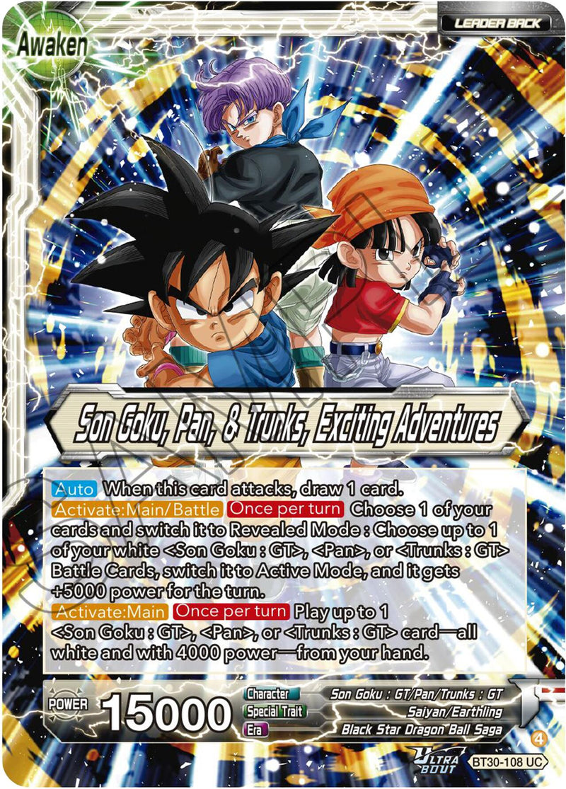 Son Goku, Pan, & Trunks // Son Goku, Pan, & Trunks, Exciting Adventures (BT30-108) [Three Glorious Fighters] Parallel Foil