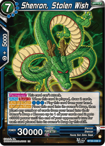 Shenron, Stolen Wish (BT30-038) [Three Glorious Fighters] Parallel Foil